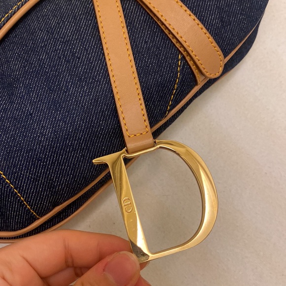 Dior saddle bag vintage in blue jeans with brown strap authentic shoulder bag - Picture 2 of 11